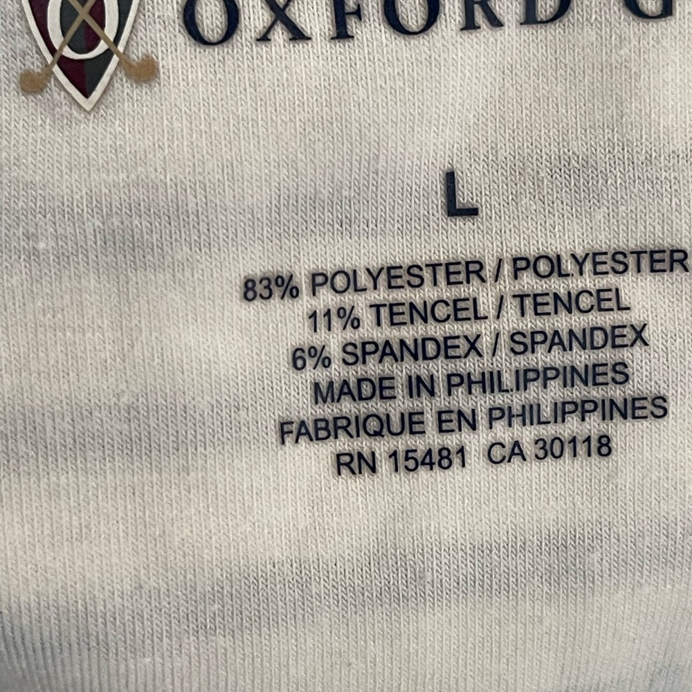 Oxford Golf L Striped Polo Shirt - Green and White‎ 417 - Picture 7 of 7